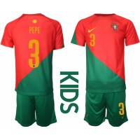 Portugali Pepe #3 Koti Peliasu Lasten MM-kisat 2022 Lyhythihainen (+ Lyhyet housut)